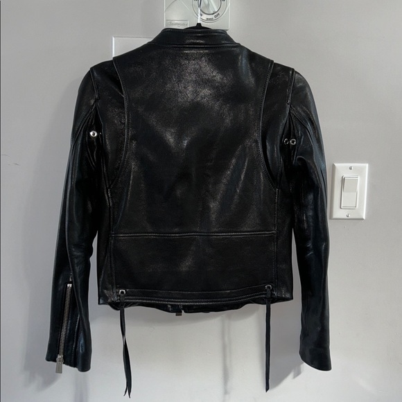 Anine Bing Bowie Moto Leather Biker Jacket Black - Picture 7 of 9